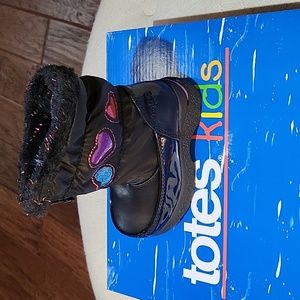 totes Allison Black Waterproof Boots. Kids Size 5